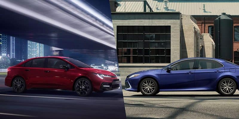 2022 Toyota Camry vs 2022 Toyota Corolla hero