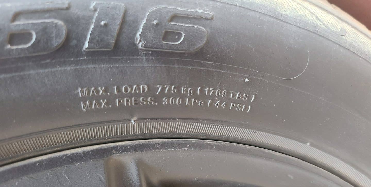 Tire Max Load and Pressure