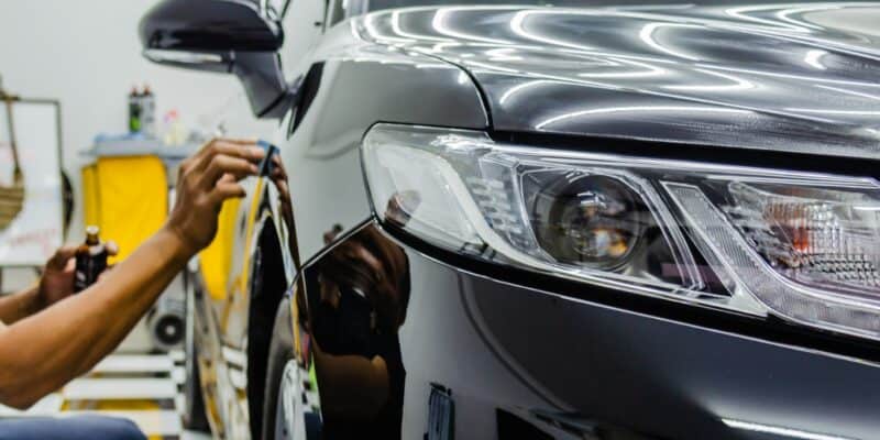 Ceramic coating a black car