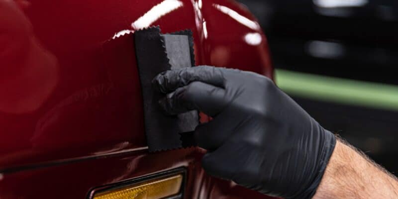 Ceramic coating a red car