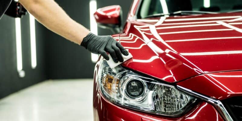 Ceramic coating a red car